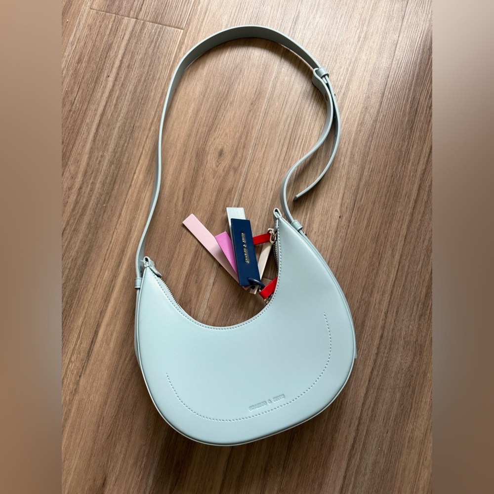 Charles & Keith Carey Crescent Hobo Bag blue